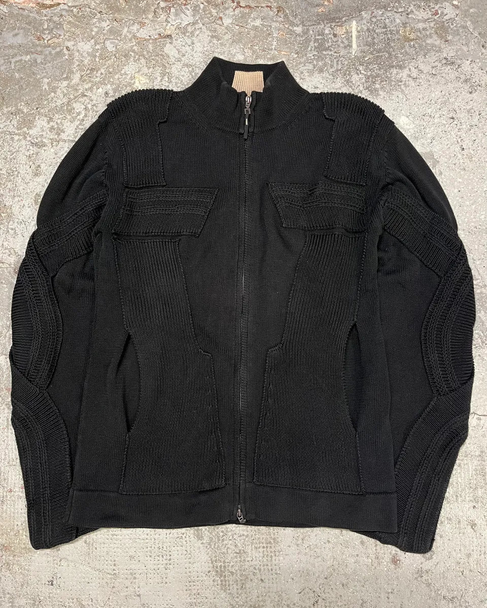 2000s Marithé + François Girbaud Black Knit Technical Zip-up Sweater (L/XL) wabwoGV 0