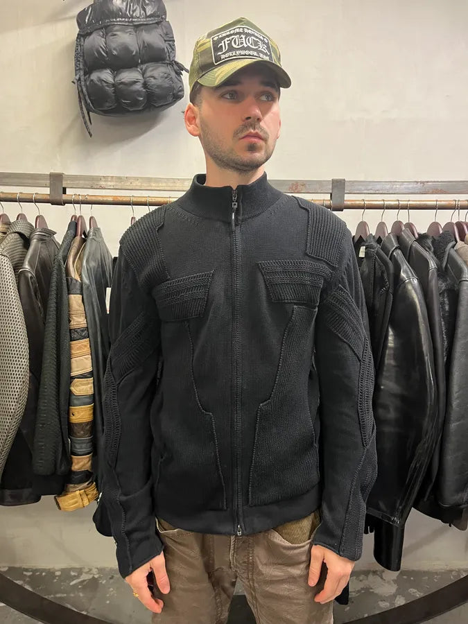 2000s Marithé + François Girbaud Black Knit Technical Zip-up Sweater (L/XL) wabwoGV 1