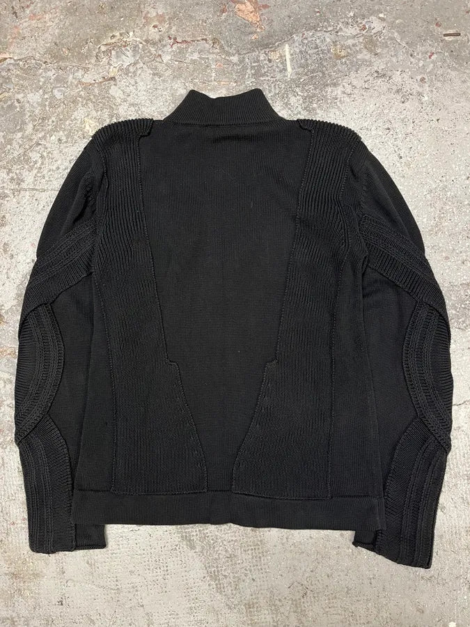 2000s Marithé + François Girbaud Black Knit Technical Zip-up Sweater (L/XL) wabwoGV 3