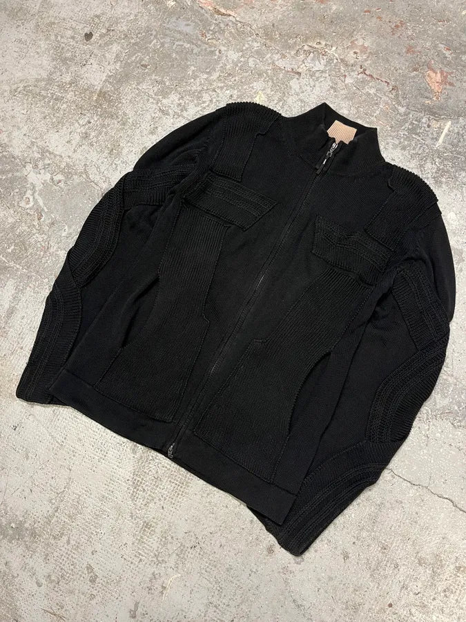 2000s Marithé + François Girbaud Black Knit Technical Zip-up Sweater (L/XL) wabwoGV 4
