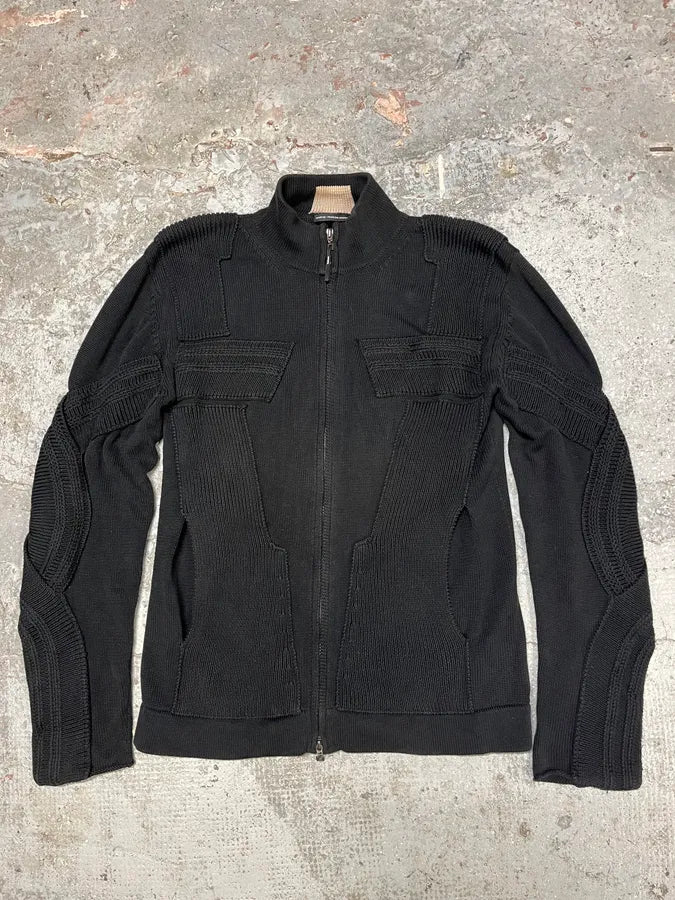 2000s Marithé + François Girbaud Black Knit Technical Zip-up Sweater (L/XL) wabwoGV 6