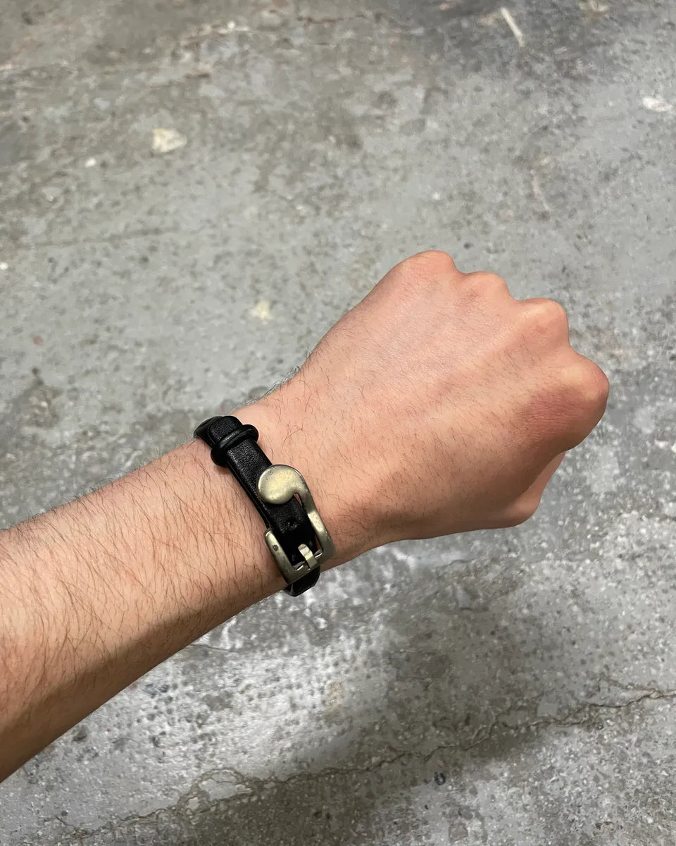 2000s Marithé + François Girbaud Black Leather Bracelet (OS) 0
