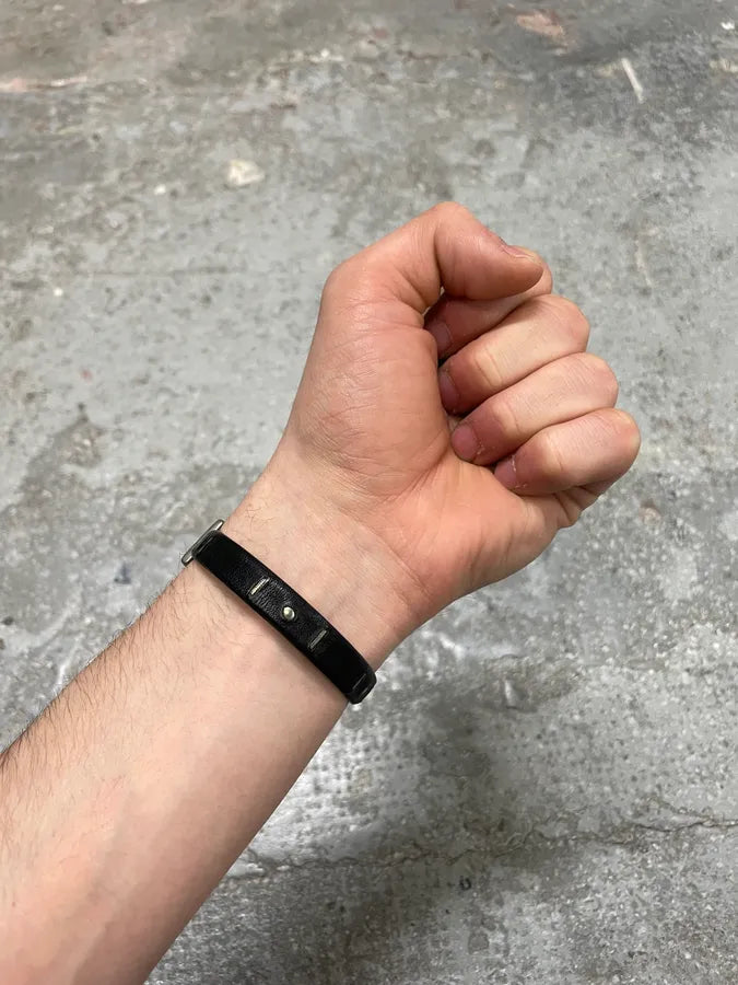 2000s Marithé + François Girbaud Black Leather Bracelet (OS) 1