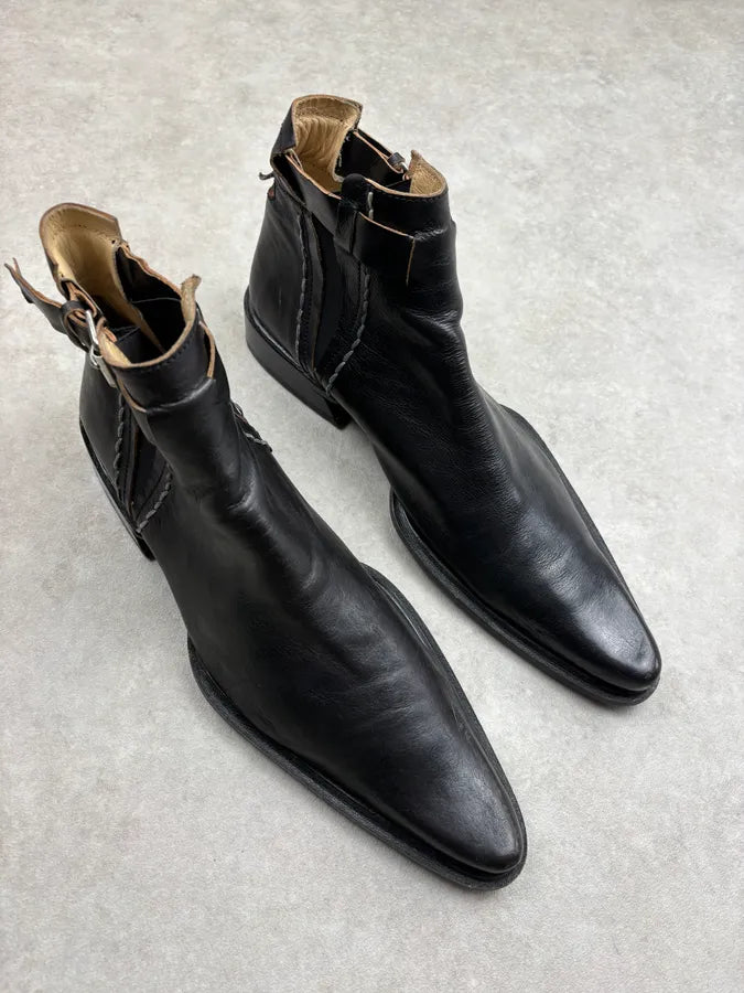 2000s Marithé + François Girbaud Black Leather Ankle Boots aCmNxEs 3