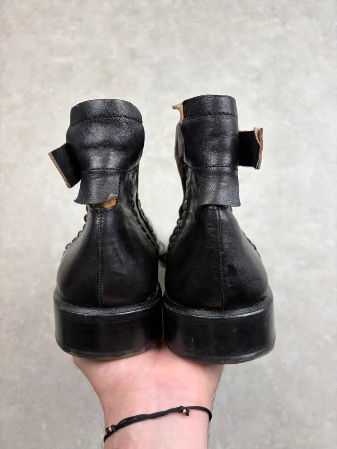 2000s Marithé + François Girbaud Black Leather Ankle Boots aCmNxEs 6