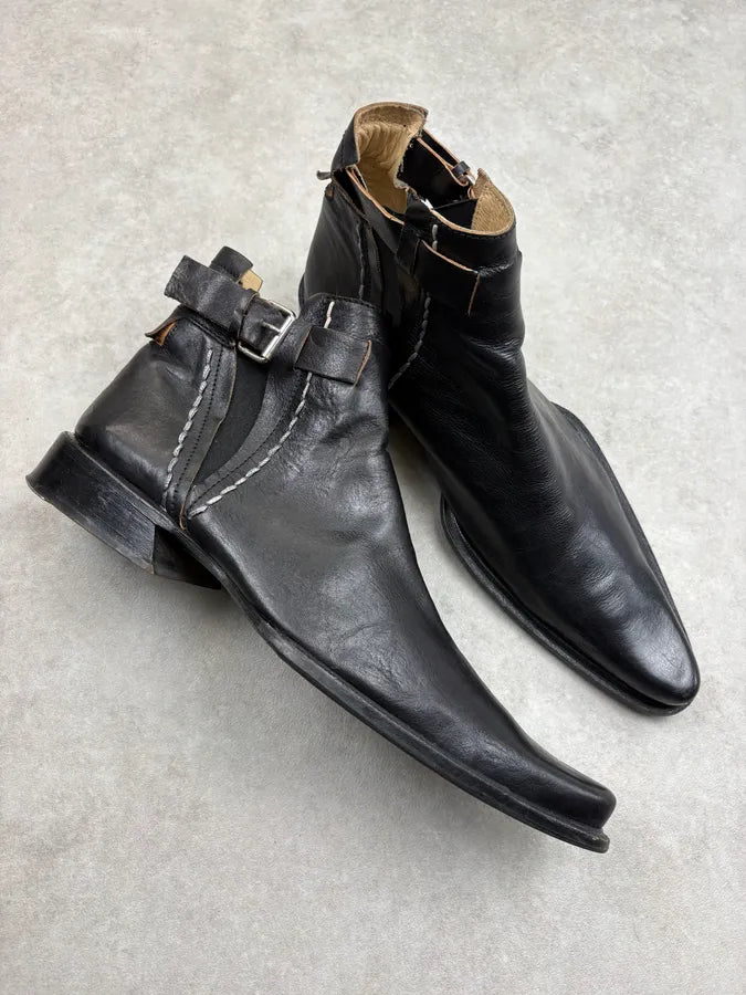 2000s Marithé + François Girbaud Black Leather Ankle Boots aCmNxEs 4