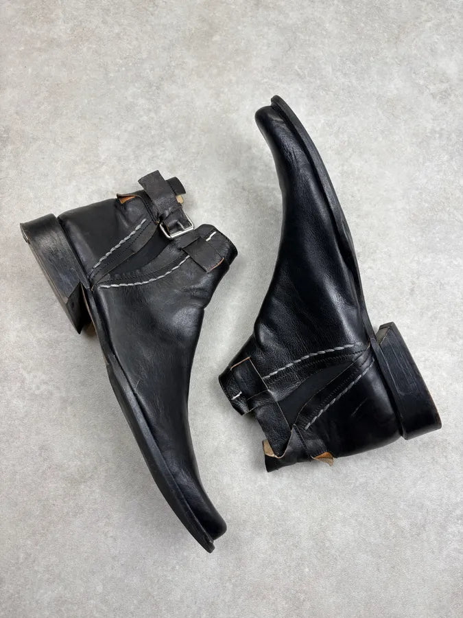 2000s Marithé + François Girbaud Black Leather Ankle Boots aCmNxEs 5