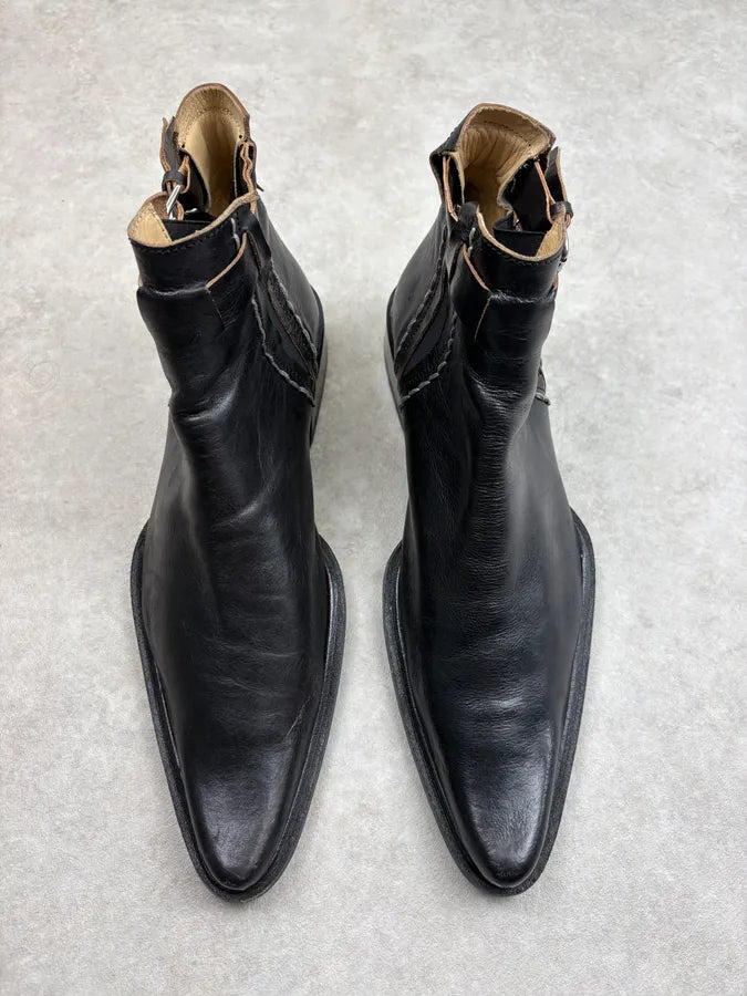 2000s Marithé + François Girbaud Black Leather Ankle Boots aCmNxEs 1
