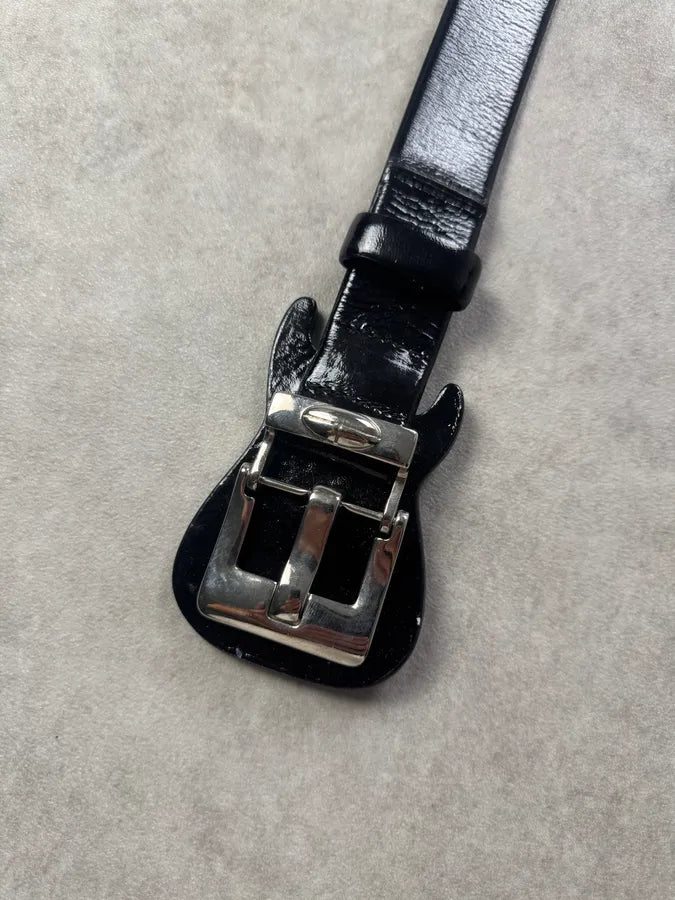 2000s Marithé + François Girbaud Black Leather Guitar Belt NooqZVL 3