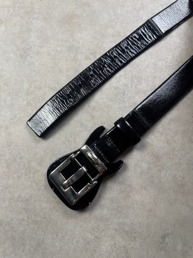 2000s Marithé + François Girbaud Black Leather Guitar Belt NooqZVL 4
