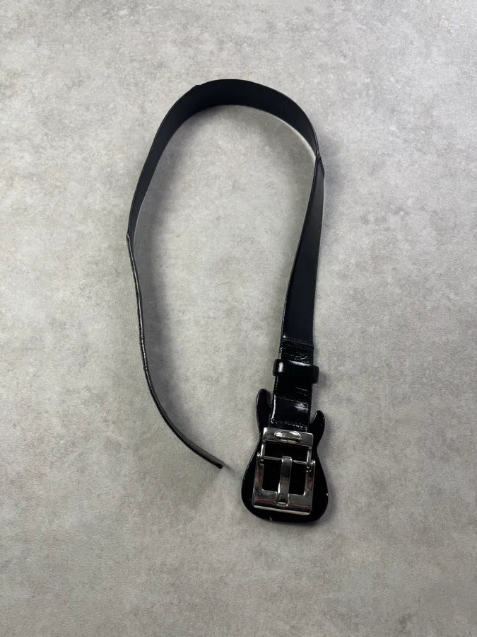 2000s Marithé + François Girbaud Black Leather Guitar Belt NooqZVL 0