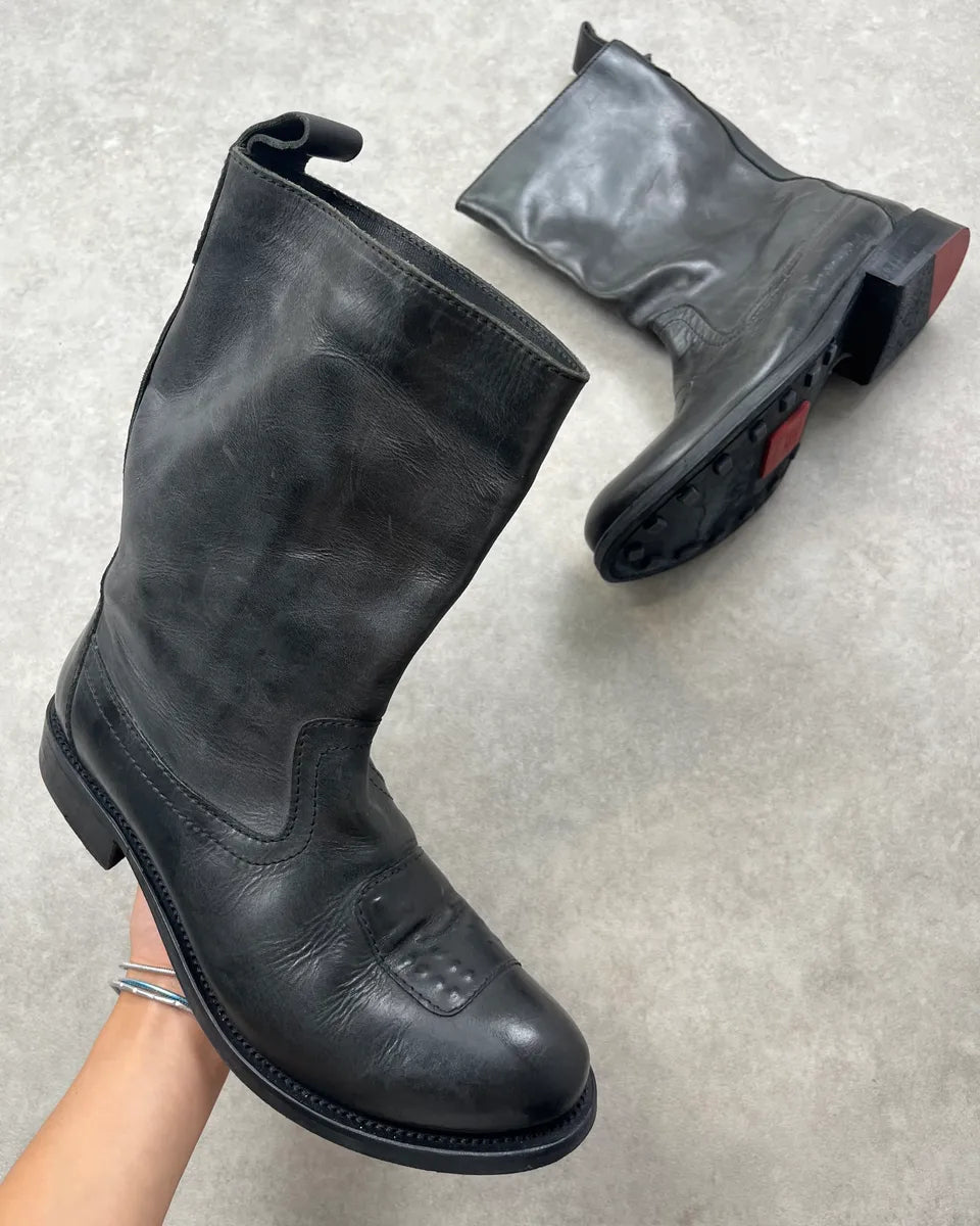 2000s Marithé + François Girbaud Black Leather Motorcycle Boots aTPmlNx 0