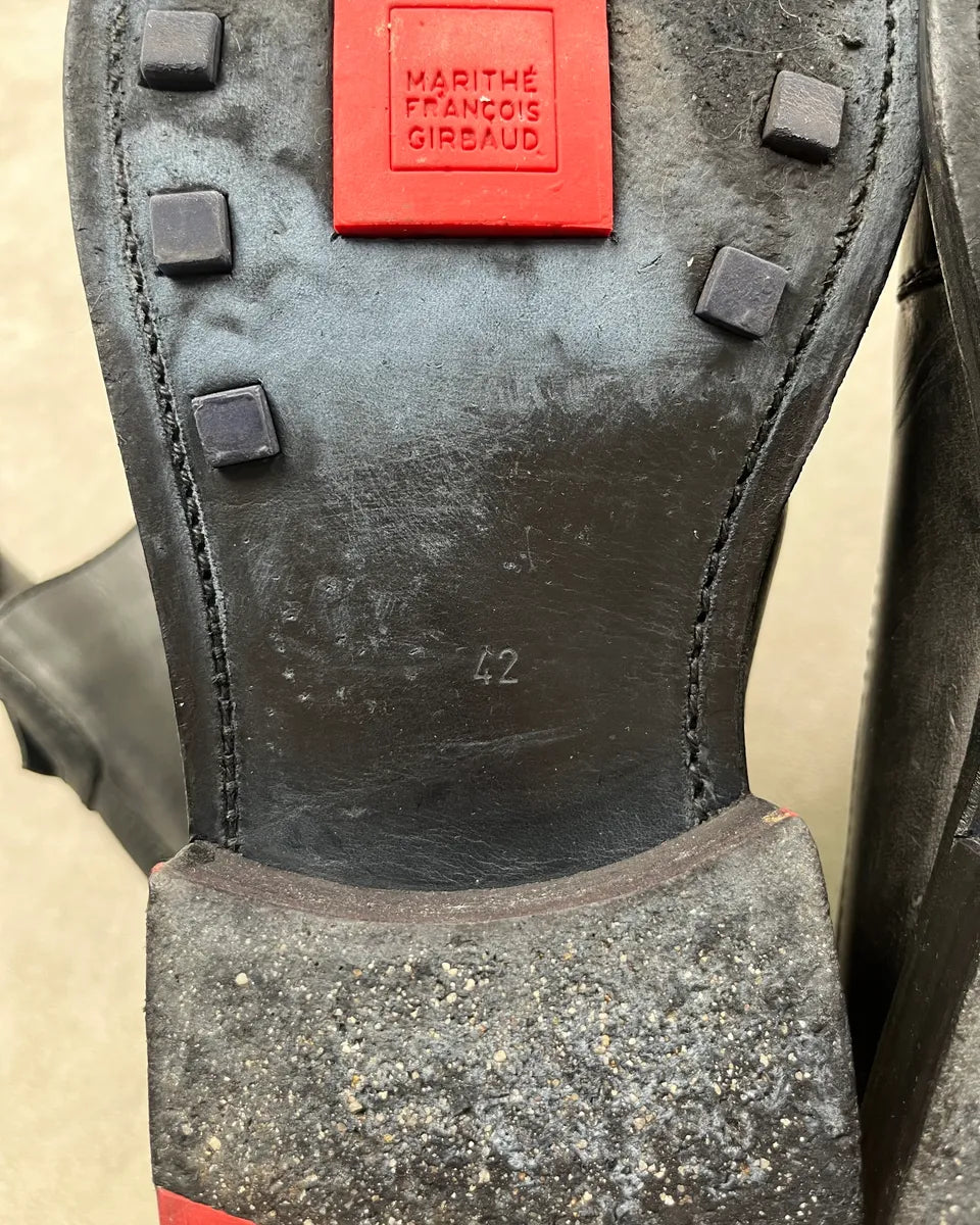 2000s Marithé + François Girbaud Black Leather Motorcycle Boots aTPmlNx 12