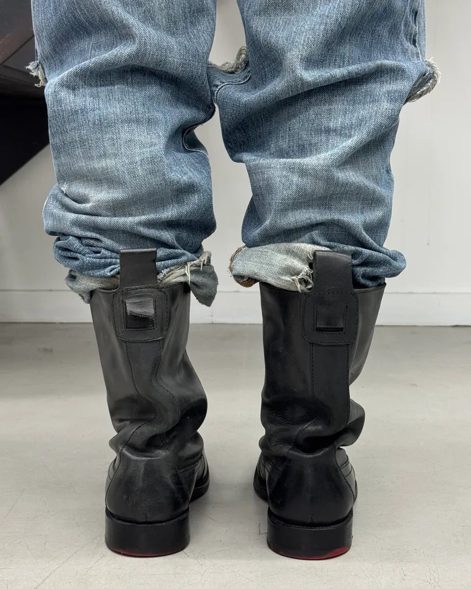 2000s Marithé + François Girbaud Black Leather Motorcycle Boots aTPmlNx 3