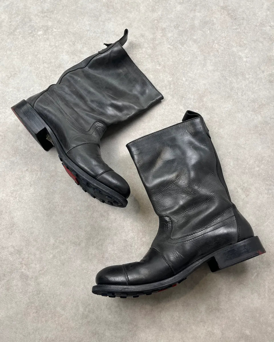 2000s Marithé + François Girbaud Black Leather Motorcycle Boots aTPmlNx 5