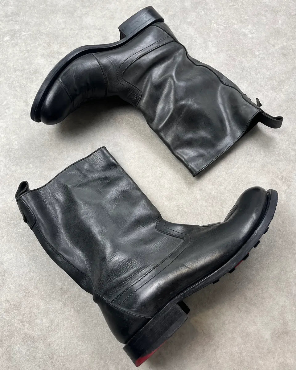 2000s Marithé + François Girbaud Black Leather Motorcycle Boots aTPmlNx 6