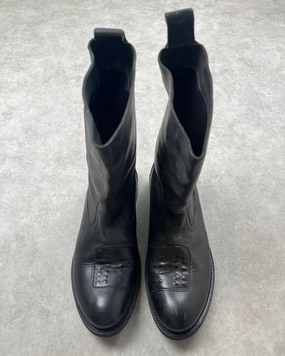 2000s Marithé + François Girbaud Black Leather Motorcycle Boots aTPmlNx 7