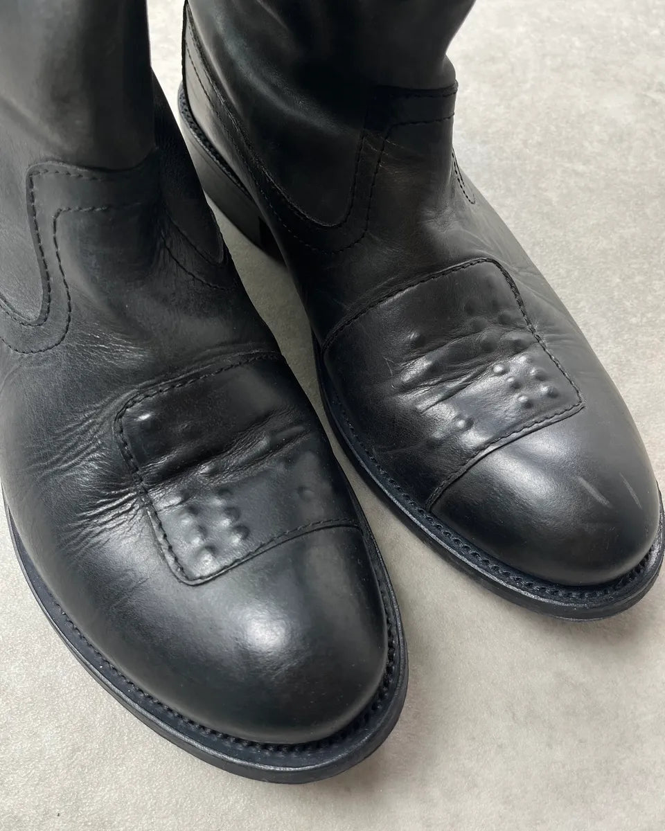 2000s Marithé + François Girbaud Black Leather Motorcycle Boots aTPmlNx 8