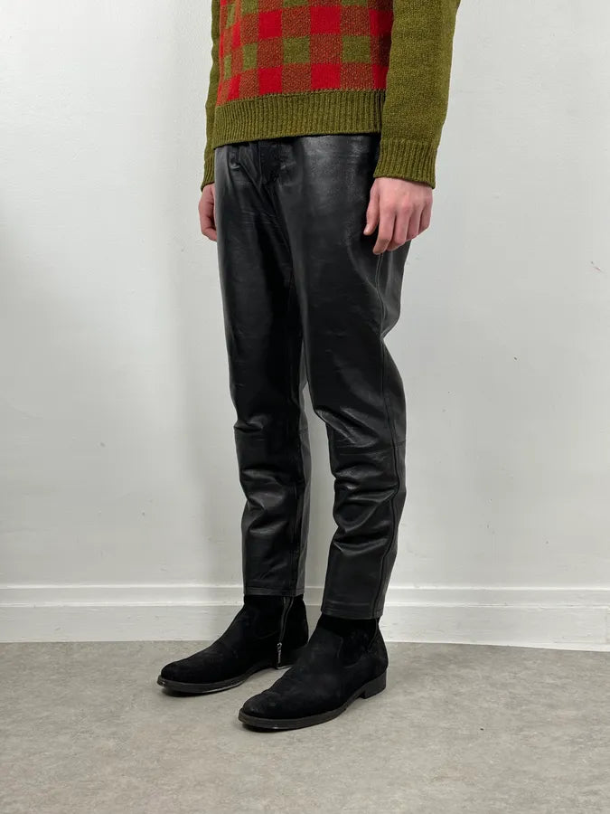2000s Marithé + François Girbaud Black Leather Pants ALrDcPw 1