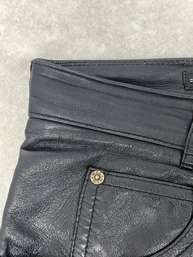 2000s Marithé + François Girbaud Black Leather Pants ALrDcPw 8