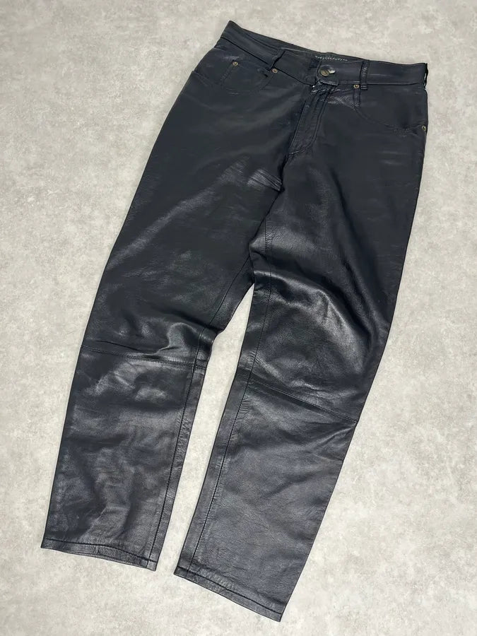 2000s Marithé + François Girbaud Black Leather Pants ALrDcPw 5
