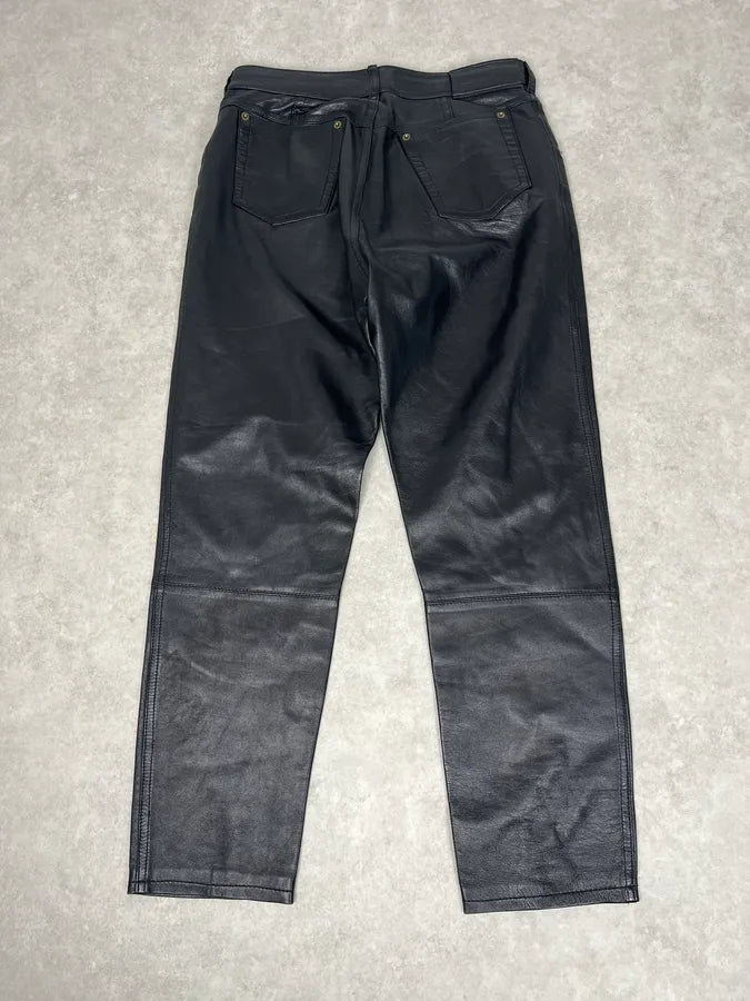 2000s Marithé + François Girbaud Black Leather Pants ALrDcPw 6
