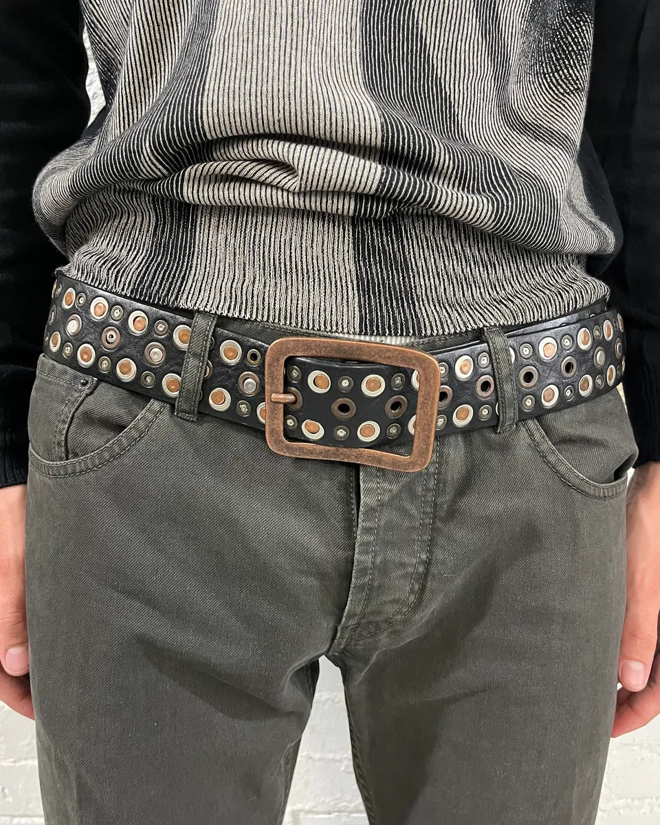 2000s Marithé + François Girbaud Black Leather Studded Belt YkAZDLg 1