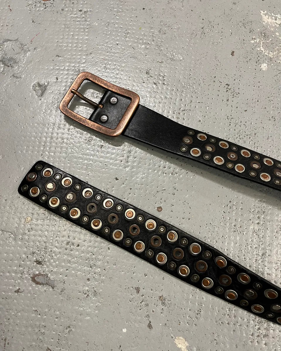 2000s Marithé + François Girbaud Black Leather Studded Belt YkAZDLg 3
