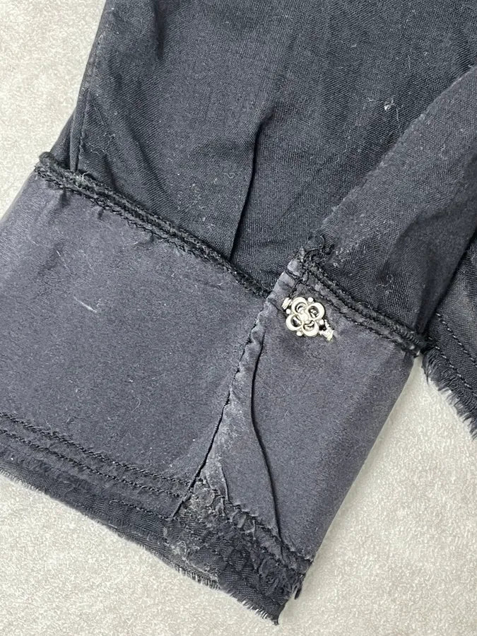 2000s Marithé + François Girbaud Black Linen Stars Shirt dXhvnnU 8