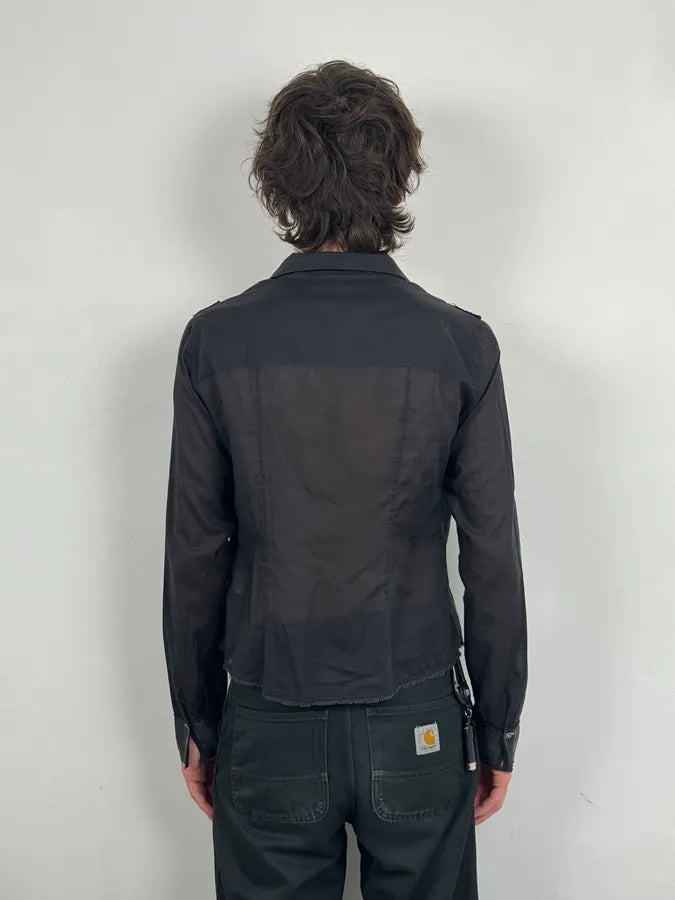 2000s Marithé + François Girbaud Black Linen Stars Shirt dXhvnnU 2