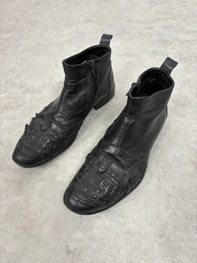 2000s Marithé + François Girbaud Black Ninja Leather Boots IOwzIfa 2