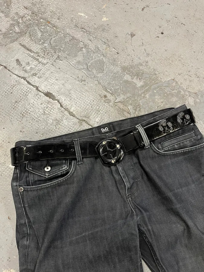 2000s Marithé + François Girbaud Black Patent Leather Belt LeGbodw 1