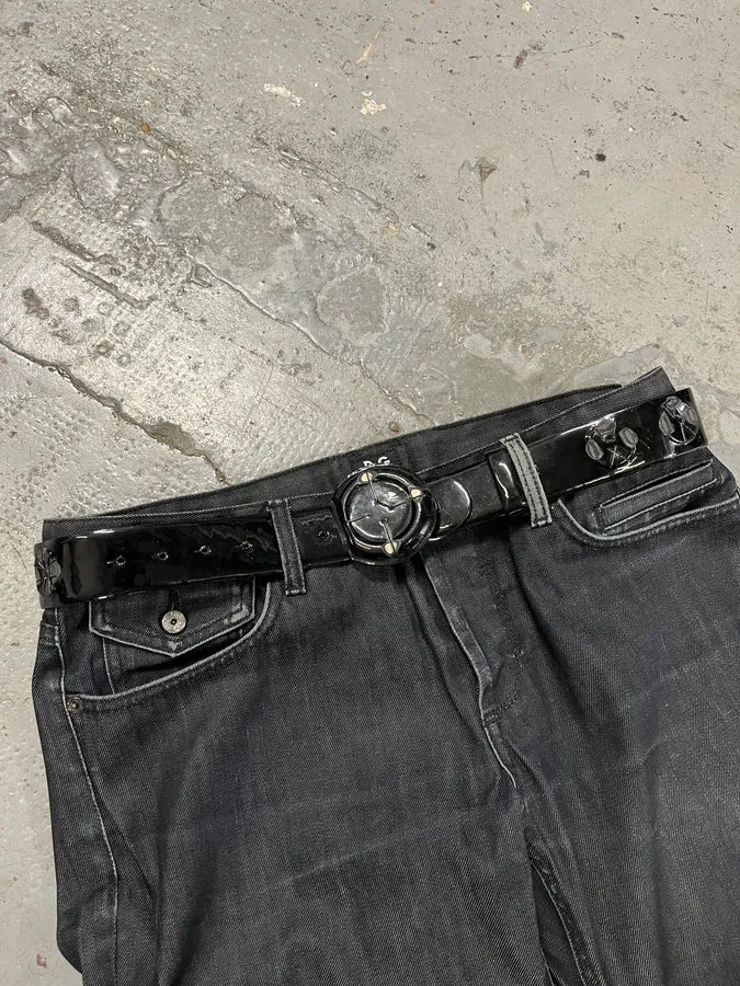 2000s Marithé + François Girbaud Black Patent Leather Belt LeGbodw 2