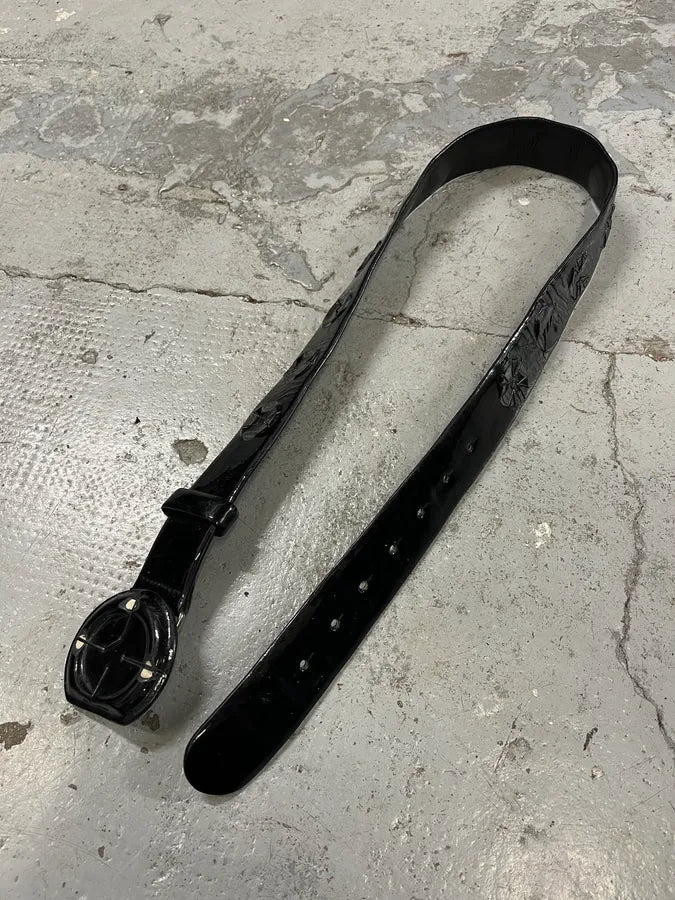 2000s Marithé + François Girbaud Black Patent Leather Belt LeGbodw 3
