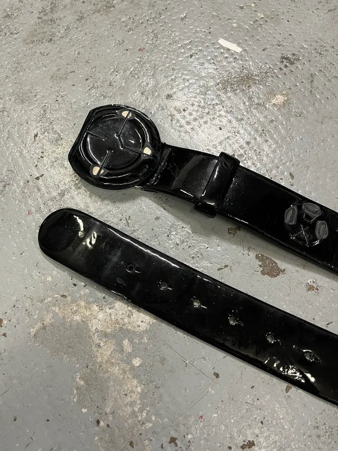 2000s Marithé + François Girbaud Black Patent Leather Belt LeGbodw 4