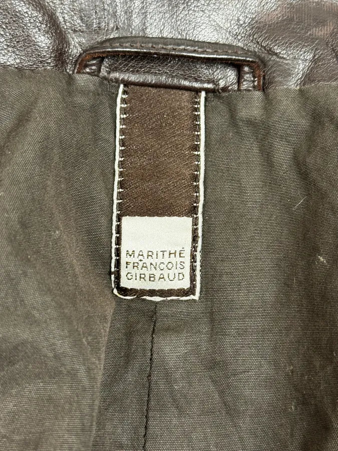 FW2002 Marithé + François Girbaud Brown Plissed Leather Jacket fgmJExJ 10