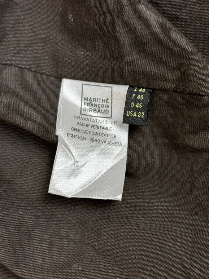 2000s Marithé + François Girbaud Brown Plissed Leather Jacket fgmJExJ 10