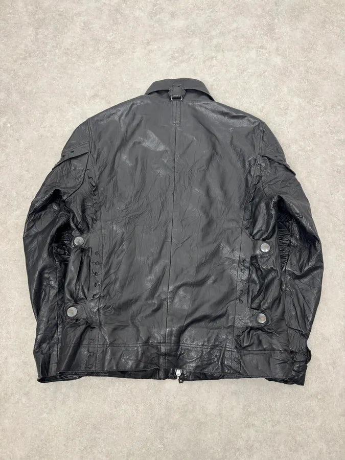 2000s Marithé + François Girbaud Black Plissed Zip-up Leather Jacket VcWlqsQ 5