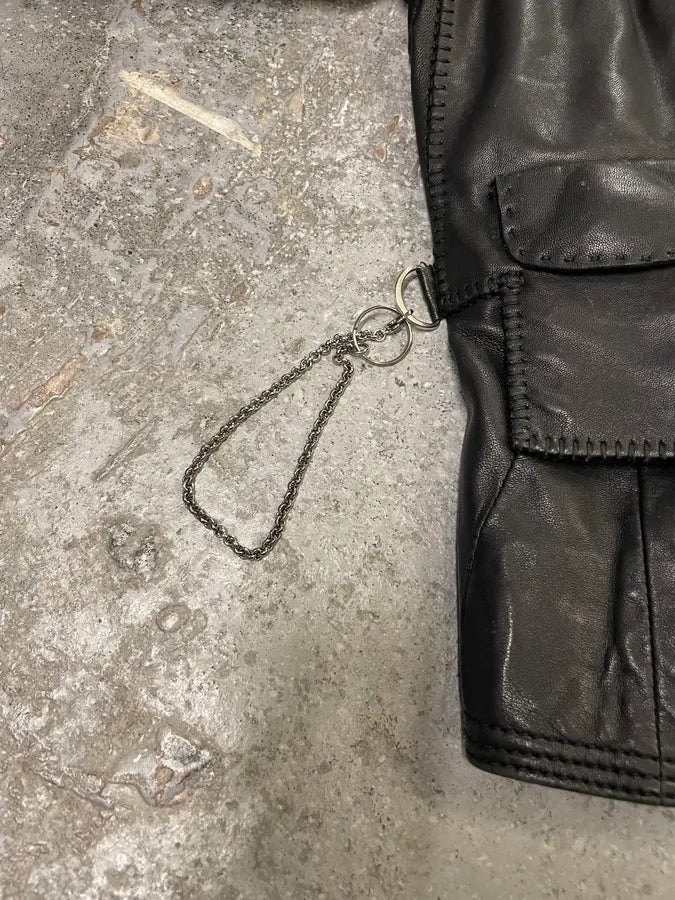 2000s Marithé + François Girbaud Black Shearling Buttoned Leather Jacket (XS) 6