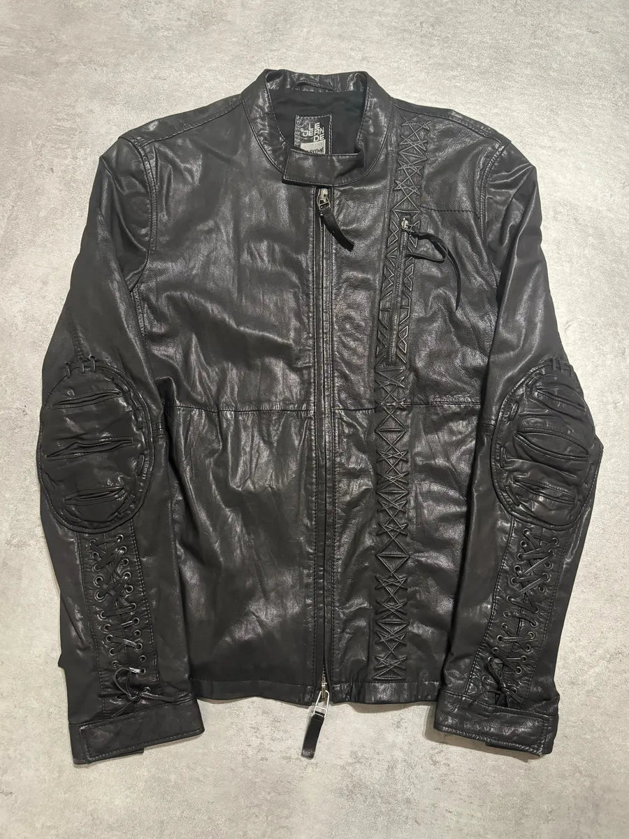 2000s Marithé + François Girbaud Black Signature Biker Leather Jacket vwXCxCS 0