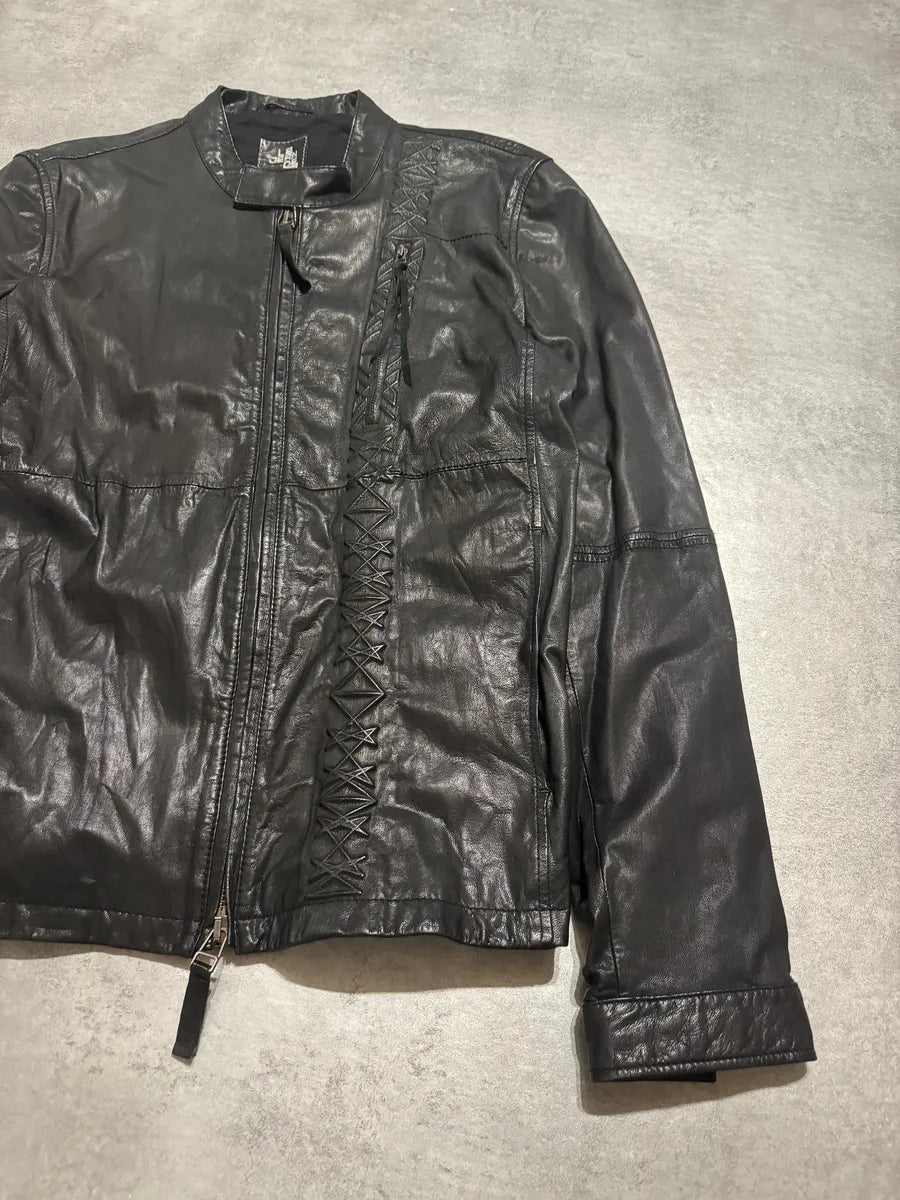 2000s Marithé + François Girbaud Black Signature Biker Leather Jacket vwXCxCS 10