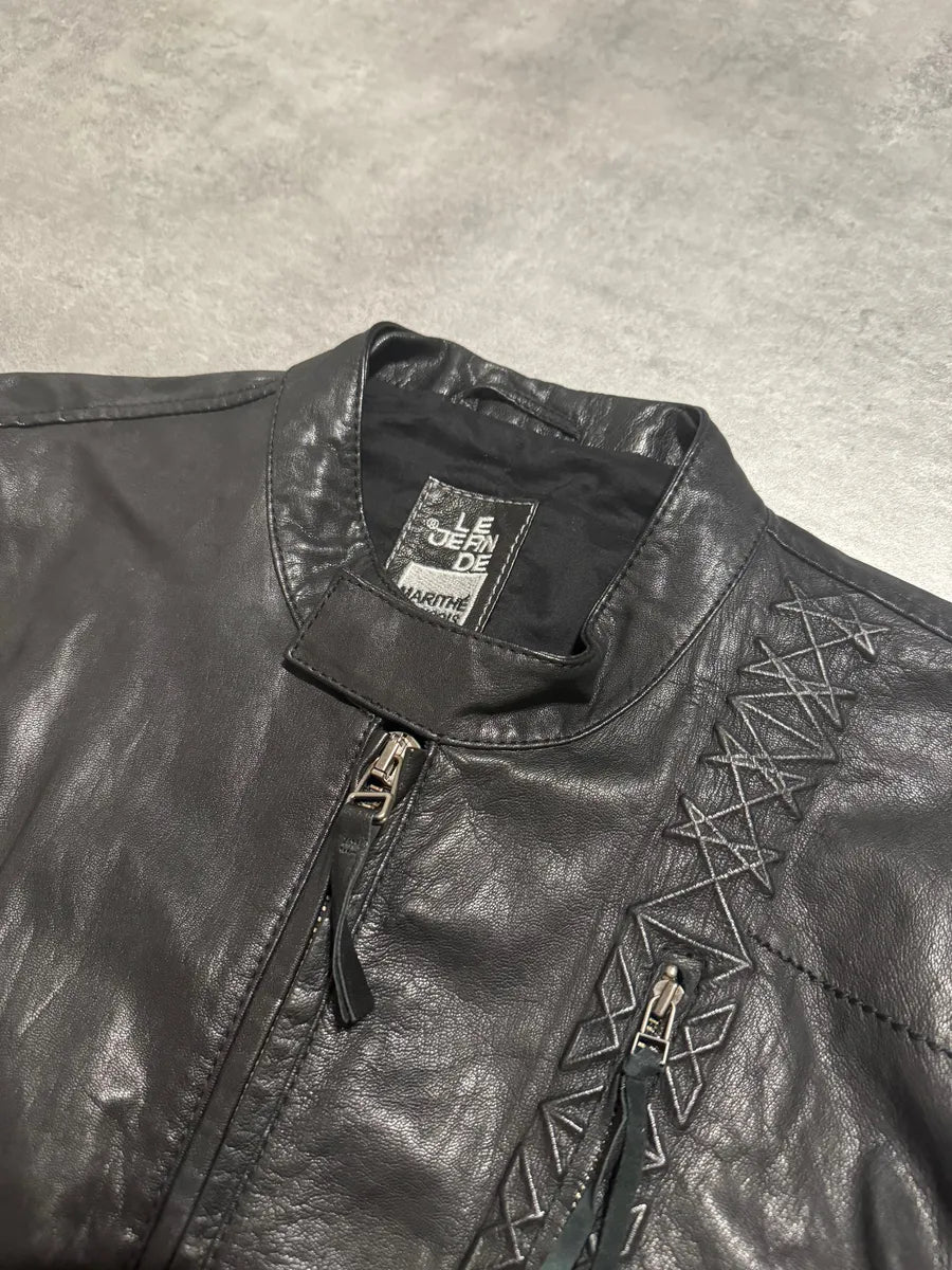 2000s Marithé + François Girbaud Black Signature Biker Leather Jacket vwXCxCS 11