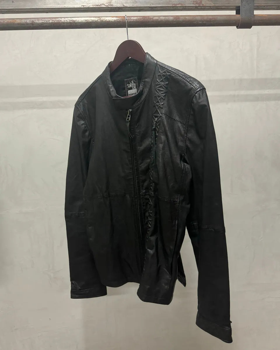 2000s Marithé + François Girbaud Black Signature Biker Leather Jacket vwXCxCS 2