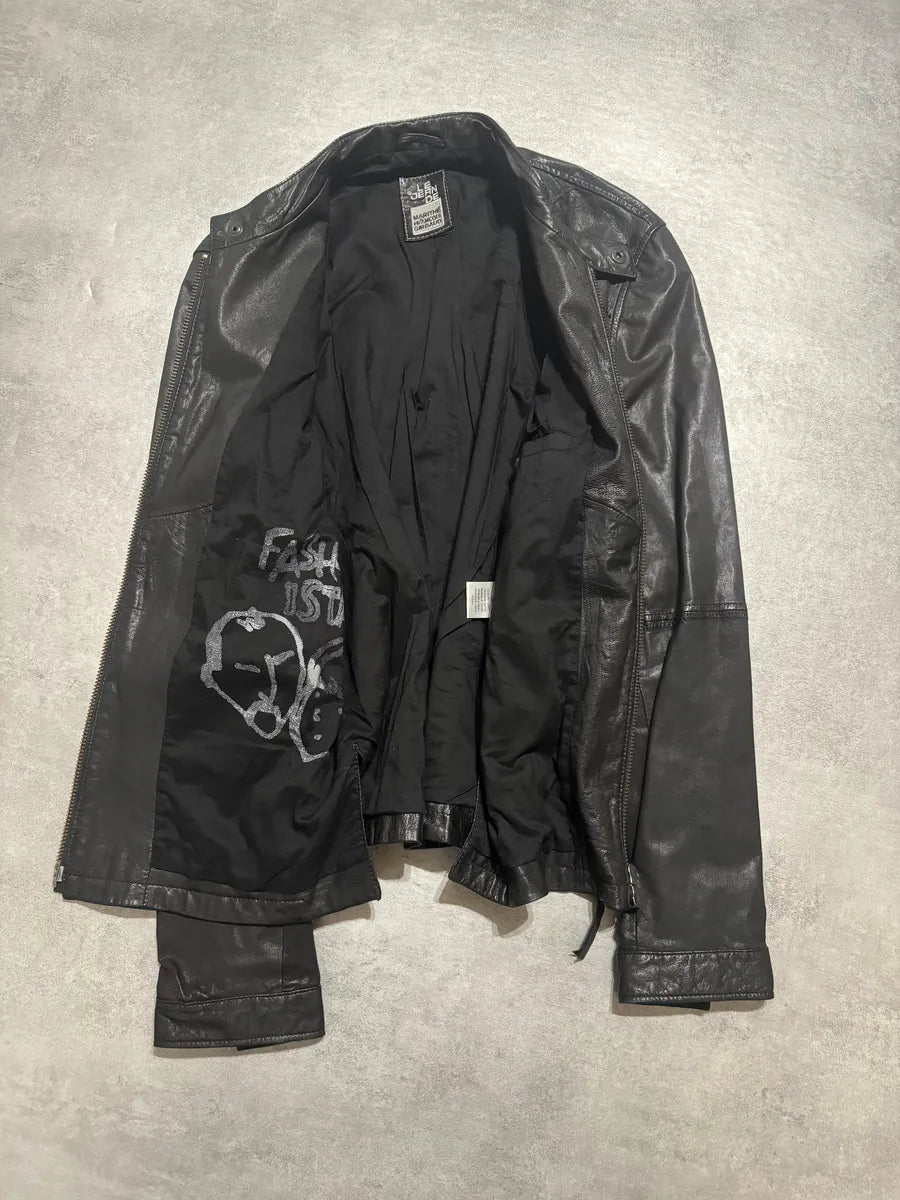 2000s Marithé + François Girbaud Black Signature Biker Leather Jacket vwXCxCS 5