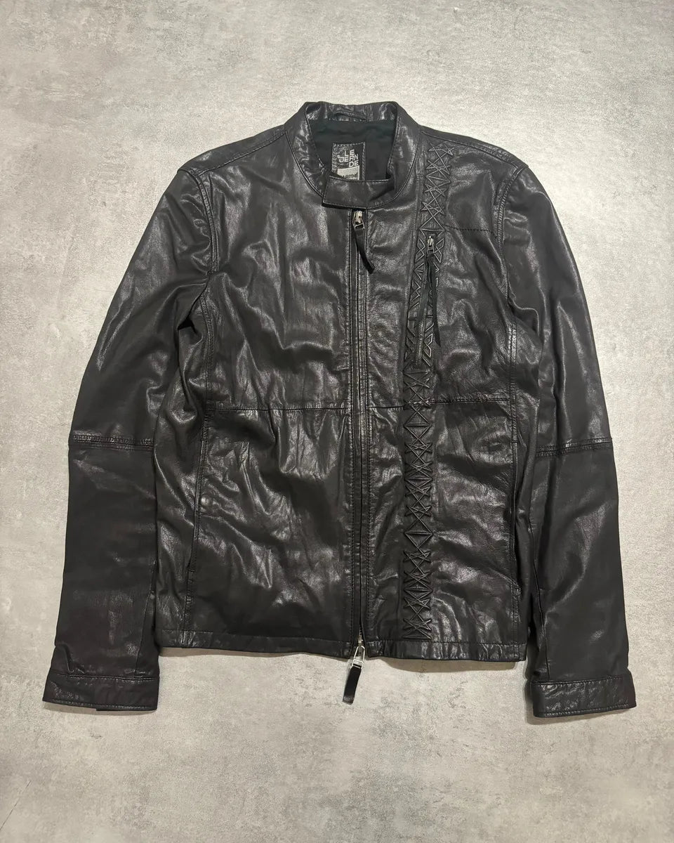 2000s Marithé + François Girbaud Black Signature Biker Leather Jacket vwXCxCS 8