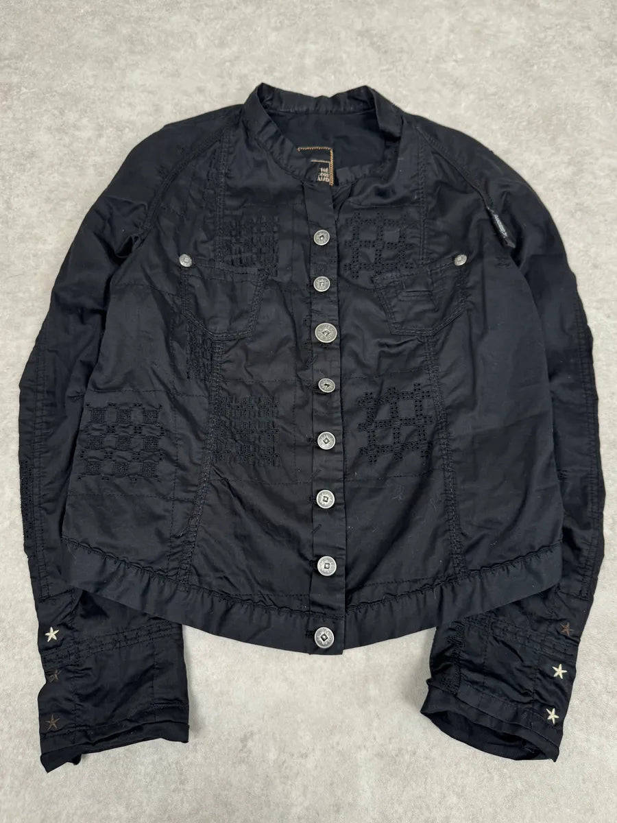 2000s Marithé + François Girbaud Black Signature Buttoned Light Jacket NHrgXbK 0