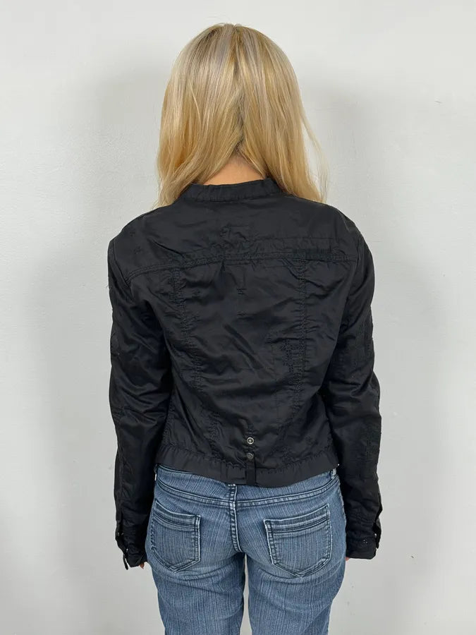 2000s Marithé + François Girbaud Black Signature Buttoned Light Jacket NHrgXbK 2