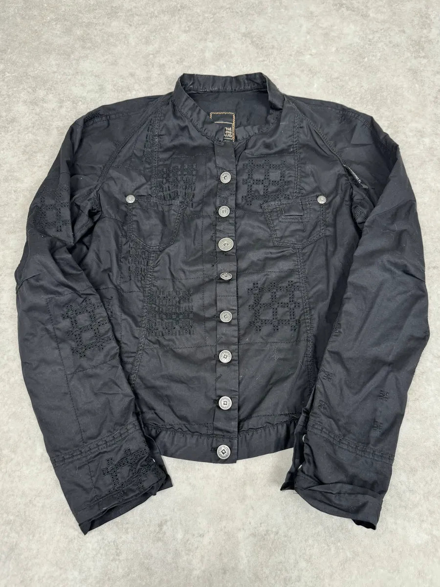 2000s Marithé + François Girbaud Black Signature Buttoned Light Jacket NHrgXbK 3