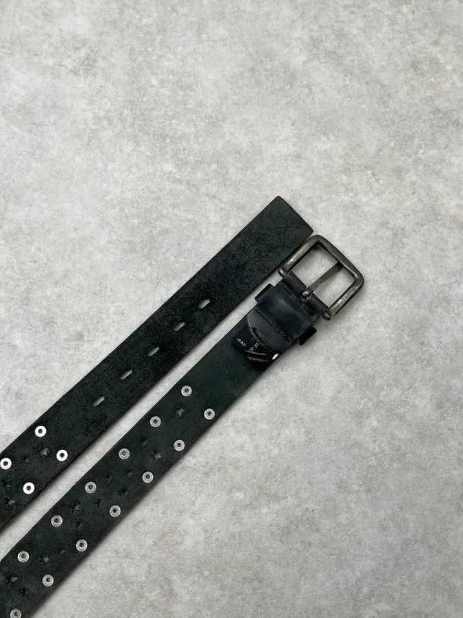 2000s Marithé + François Girbaud Black Star Studded Leather Belt qUYEHec 4