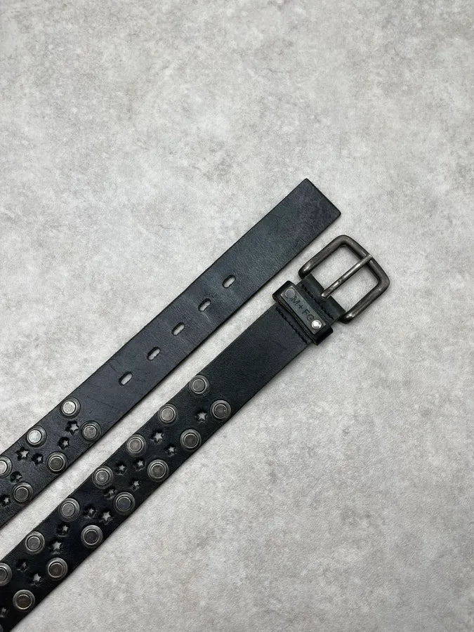 2000s Marithé + François Girbaud Black Star Studded Leather Belt qUYEHec 3